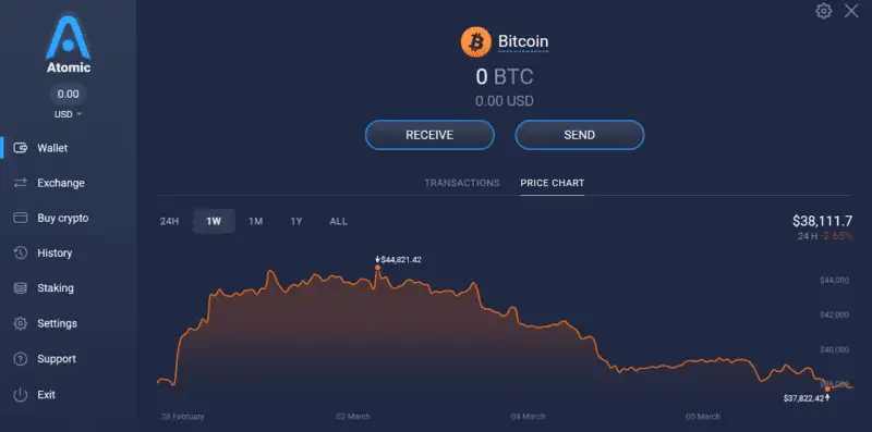 نحوه ارسال ارز دیجیتال در کیف پول اتمیک والت (Atomic Wallet)