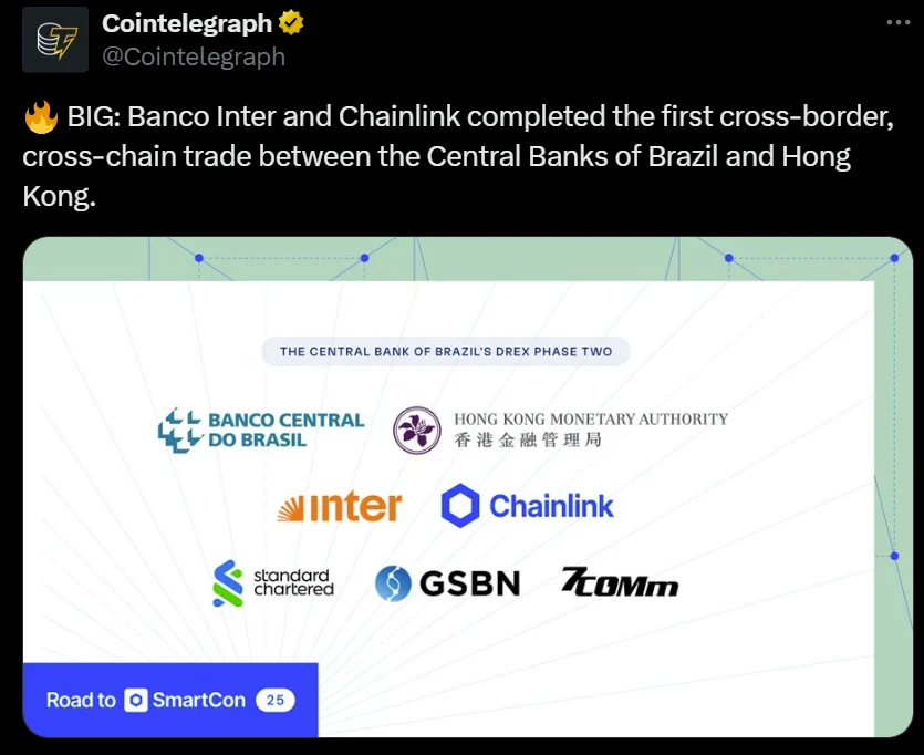 آزمایش بین المللی برزیل و هنگکنگ برای تجارت فرامرزی با بلاکچین چینلینک (Chainlink)