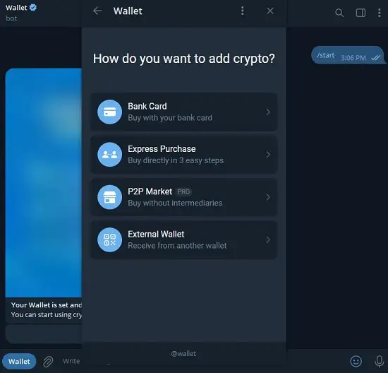 آموزش دریافت و خرید ارز دیجیتال در کیف پول تلگرام