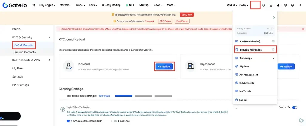 آموزش احراز هویت (KYC) در Gate.io