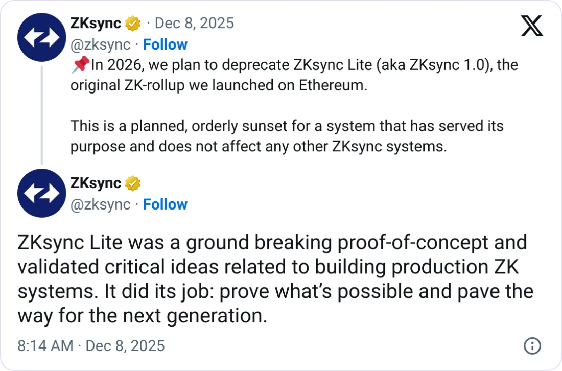 بازنشستگی ZKsync Lite در ۲۰۲۶؛ پایان یک رولآپ پیشگام اتریوم